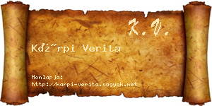 Kárpi Verita névjegykártya